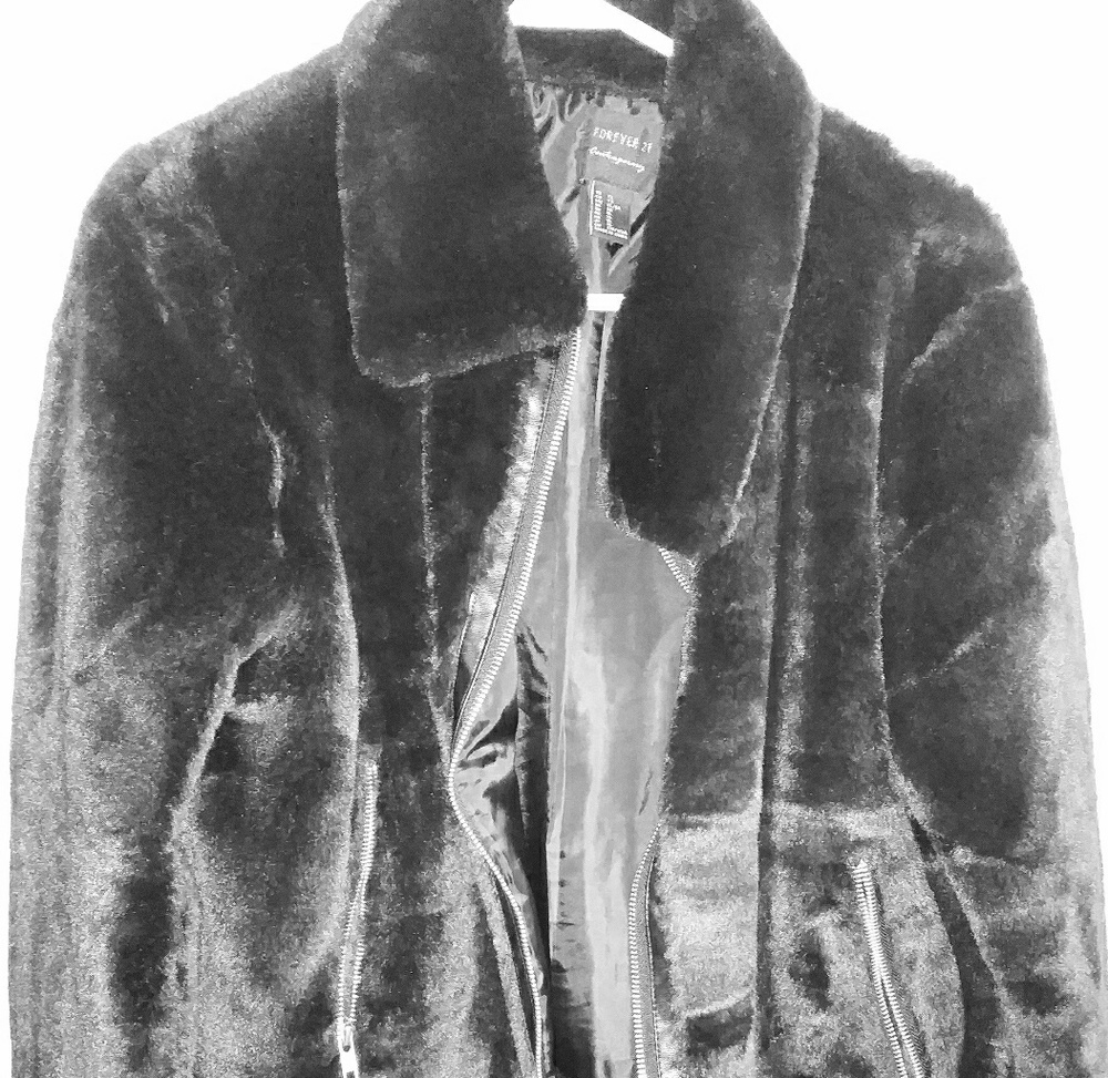 Forever 21 faux fur faux leather trim